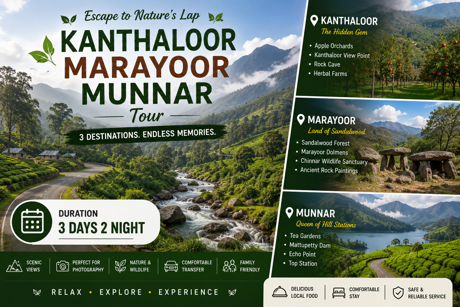 Kanthaloor Marayoor Munnar Tour Tour Package