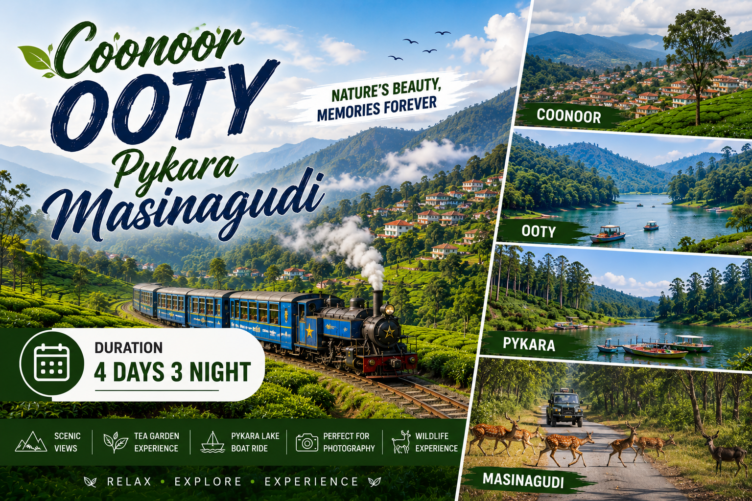 Coonoor Ooty Pykara Masinagudi Tour Package
