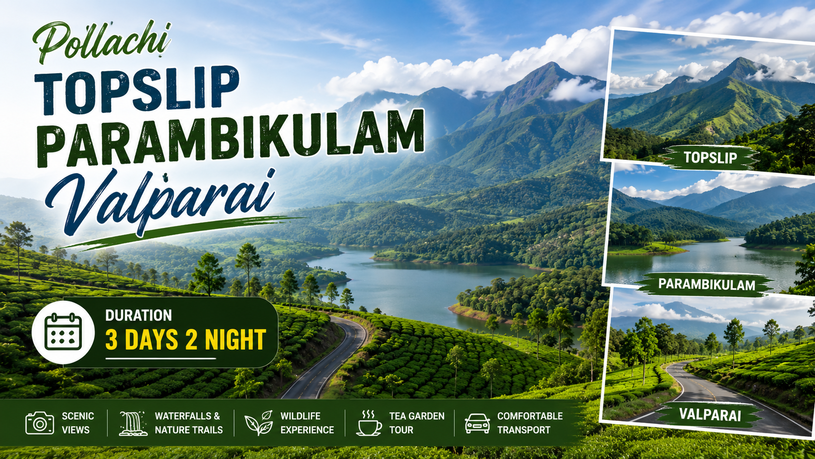 Pollachi Topslip Parambikulam Valparai Tour Package