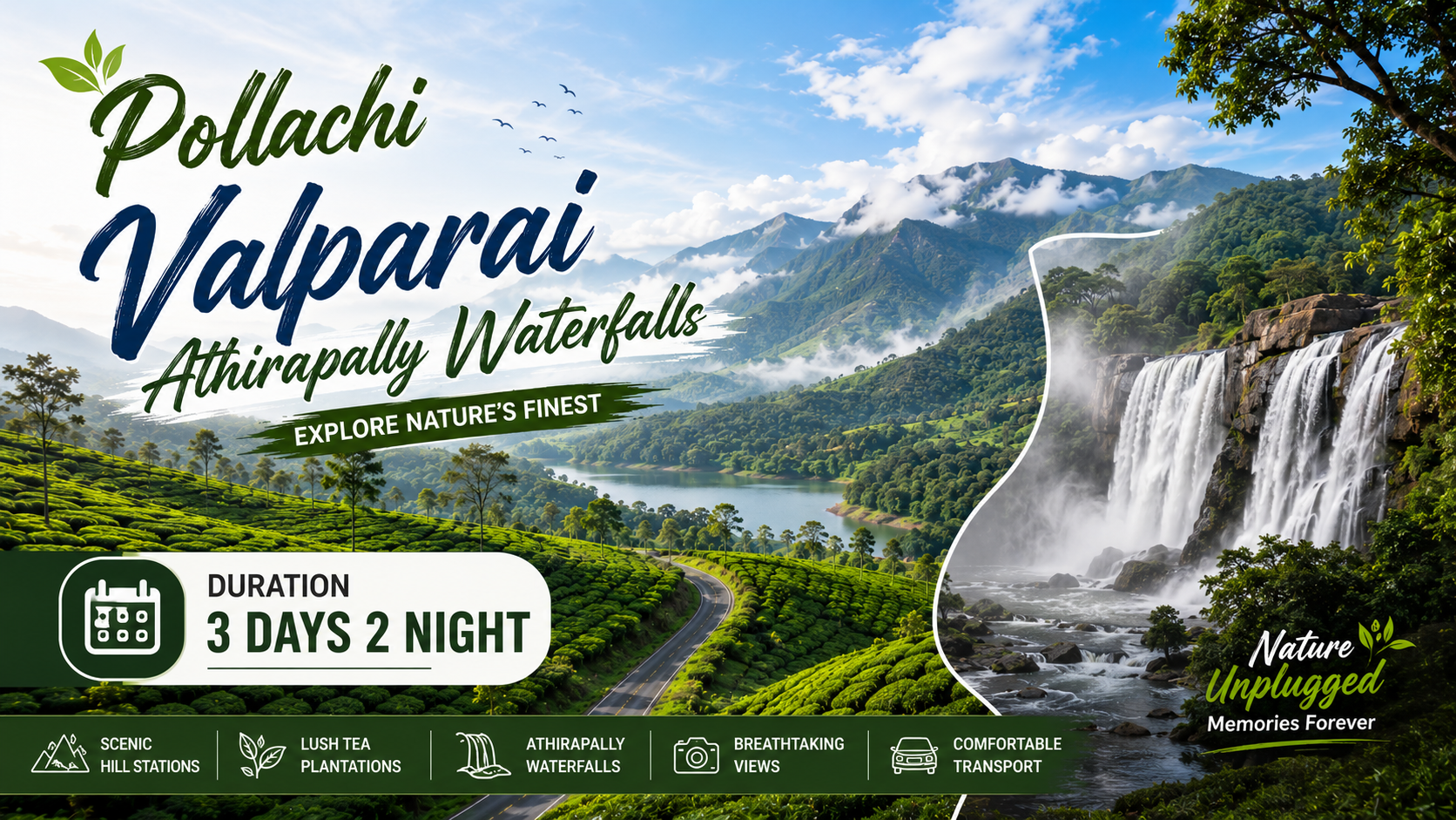 Pollachi Valparai Athirapally Waterfalls Tour Package